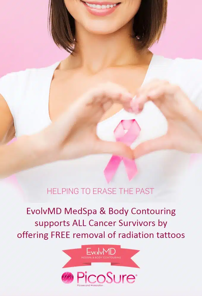 EvolvMD MedSpa Promotions Gives Back to Breast Cancer Survivors, Breast Cancer Awareness Month at EvolvMD Medica Spa & Body Contouring in Milwaukee, WI, Receive a Free Radiation Tattoo Removal