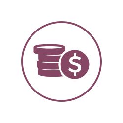 Coin stack icon illustrating the ability to earn and stack credits monthly with the EvolvU Membership at EvolvMD MedSpa